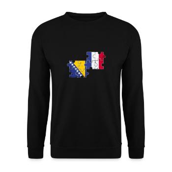 Bosnia France Vintage Flag Bosnian - Unisex Sweatshirt - black - Front - Alina (178cm) & Michal (187cm)