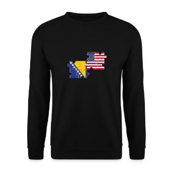 Bosnia USA Flag American Bosnian - Unisex Sweatshirt - black - Front - Alina (178cm) & Michal (187cm)
