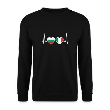 Bulgaria Italy heartbeat flag Bulgaria - Unisex Sweatshirt - black - Front - Alina (178cm) & Michal (187cm)