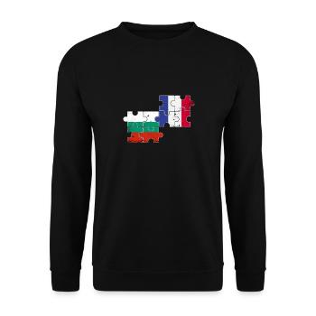 Bulgarien Frankreich Vintage Flagge Bulgare - Unisex Pullover - Schwarz - Vorne - Alina (178cm) & Michal (187cm)