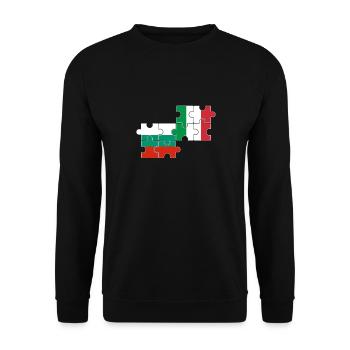 Bulgarien Italien Flagge Italienisch Bulgare - Unisex Pullover - Schwarz - Vorne - Alina (178cm) & Michal (187cm)