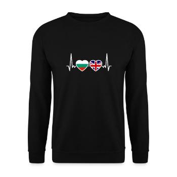 Bulgaria UK Heartbeat Flag British Bulgarian - Unisex Sweatshirt - black - Front - Alina (178cm) & Michal (187cm)