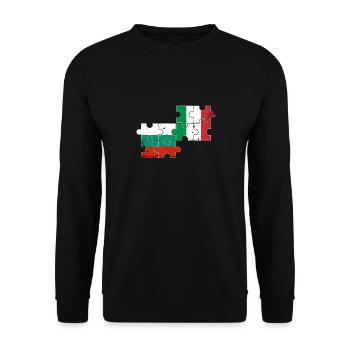 Bulgarien Italien Vintage Flagge Bulgare - Unisex Pullover - Schwarz - Vorne - Alina (178cm) & Michal (187cm)