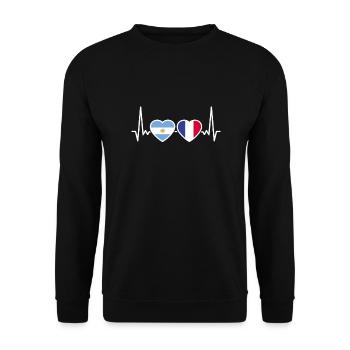 Argentine France Heartbeat Flag - Sweat-shirt Unisexe - noir - Devant - Alina (178cm) & Michal (187cm)