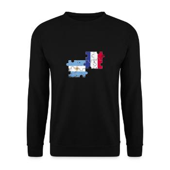 Argentinien Frankreich Vintage Flagge Argentinier - Unisex Pullover - Schwarz - Vorne - Alina (178cm) & Michal (187cm)