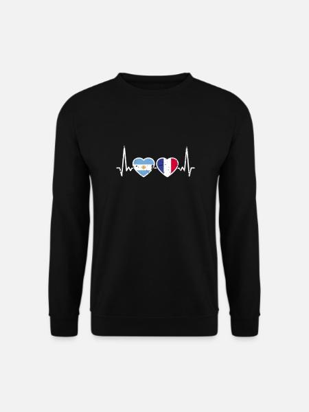 Argentine France Vintage Heartbeat Flag - Sweat-shirt Unisexe - noir
