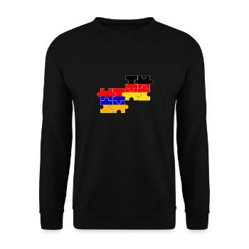 Armenien Deutschland Flagge Deutsch Armenier - Unisex Pullover - Schwarz - Vorne - Alina (178cm) & Michal (187cm)