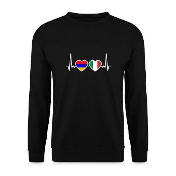 Armenien Italien Herzschlag Flagge Armenier - Unisex Pullover - Schwarz - Vorne - Alina (178cm) & Michal (187cm)
