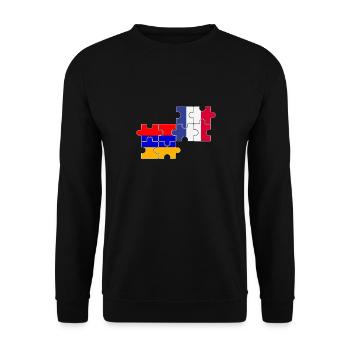 Armenien Frankreich Flagge Armenier - Unisex Pullover - Schwarz - Vorne - Alina (178cm) & Michal (187cm)