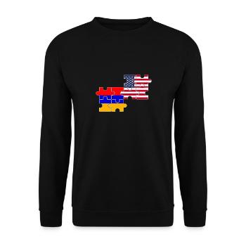 Armenien USA Flagge Armenisch - Unisex Pullover - Schwarz - Vorne - Alina (178cm) & Michal (187cm)