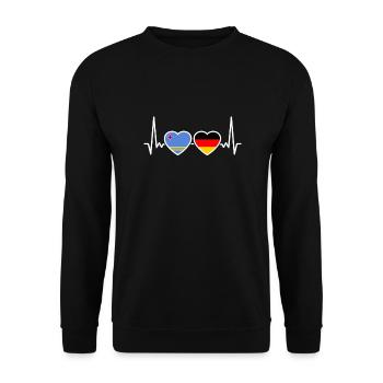 Aruba Germany Heartbeat Flag German - Unisex Sweatshirt - black - Front - Alina (178cm) & Michal (187cm)