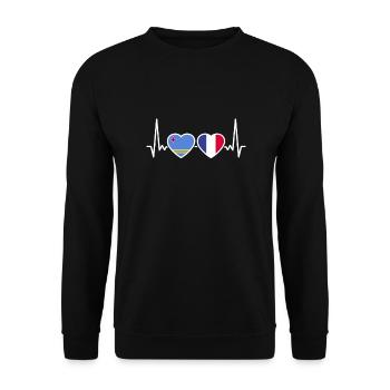 Aruba France heartbeat flag Aruban - Unisex Sweatshirt - black - Front - Alina (178cm) & Michal (187cm)