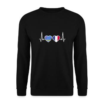 Aruba France Vintage Heartbeat Flag - Unisex Sweatshirt - black - Front - Alina (178cm) & Michal (187cm)