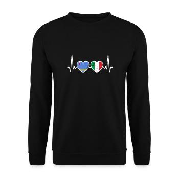 Aruba Italy Vintage Heartbeat Flag Aruban - Unisex Sweatshirt - black - Front - Alina (178cm) & Michal (187cm)