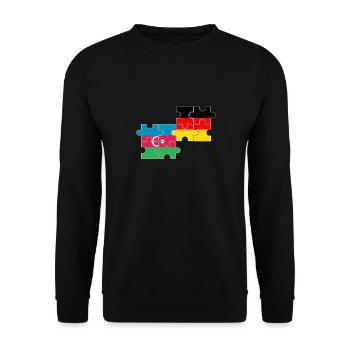 Aserbaidschan Deutschland Flagge Aserbaidschaner - Unisex Pullover - Schwarz - Vorne - Alina (178cm) & Michal (187cm)