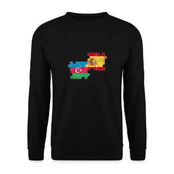 Aserbaidschan Spanien Flagge Aserbaidschaner - Unisex Pullover - Schwarz - Vorne - Alina (178cm) & Michal (187cm)