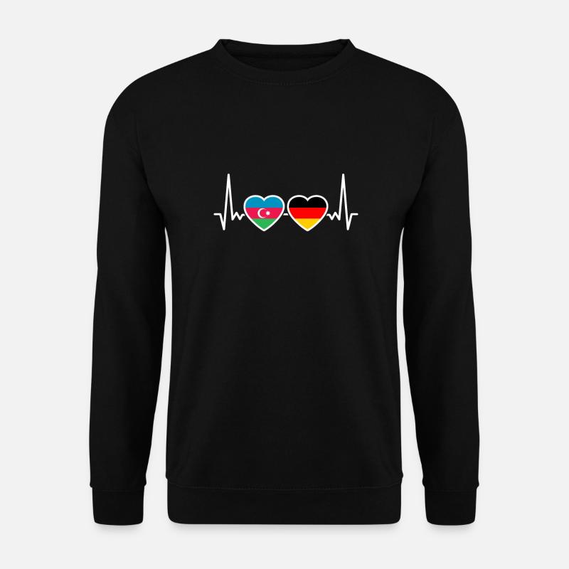 Aserbaidschan Deutschland Herzschlag Flagge - Unisex Pullover - Schwarz