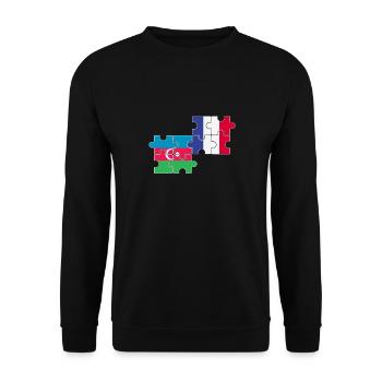 Aserbaidschan Frankreich Flagge Aserbaidschaner - Unisex Pullover - Schwarz - Vorne - Alina (178cm) & Michal (187cm)