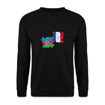 Aserbaidschan Frankreich Vintage Flagge - Unisex Pullover - Schwarz - Vorne - Alina (178cm) & Michal (187cm)