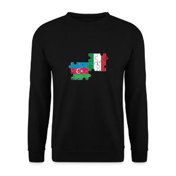 Aserbaidschan Italien Flagge Aserbaidschaner - Unisex Pullover - Schwarz - Vorne - Alina (178cm) & Michal (187cm)