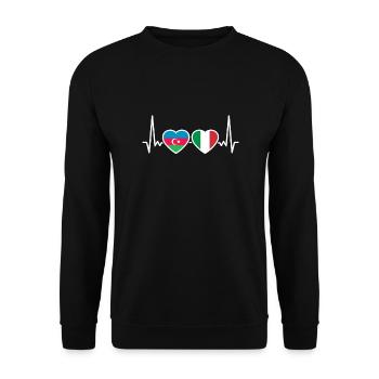 Azerbaijan Italy Heartbeat Flag - Unisex Sweatshirt - black - Front - Alina (178cm) & Michal (187cm)
