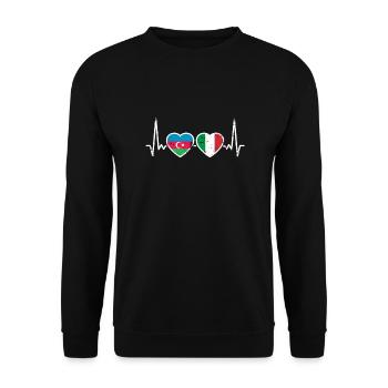 Aserbaidschan Italien Herzschlag Flagge - Unisex Pullover - Schwarz - Vorne - Alina (178cm) & Michal (187cm)