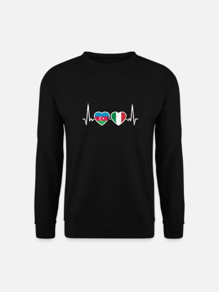 Azerbaijan Italy Heartbeat Flag - Unisex Sweatshirt - black
