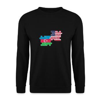 Azerbaijan USA Flag Azerbaijani - Unisex Sweatshirt - black - Front - Alina (178cm) & Michal (187cm)