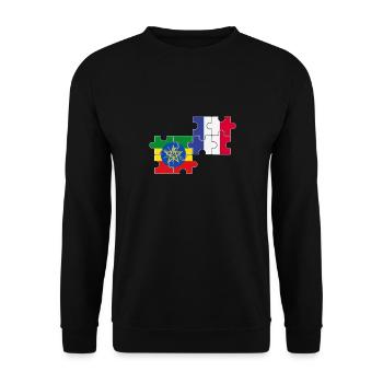 France Ethiopia Flag Ethiopian - Unisex Sweatshirt - black - Front - Alina (178cm) & Michal (187cm)