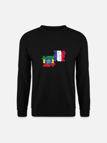 France Ethiopia Flag Ethiopian - Unisex Sweatshirt - black