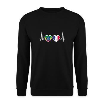 France Ethiopia Vintage Flag Heartbeat - Unisex Sweatshirt - black - Front - Alina (178cm) & Michal (187cm)