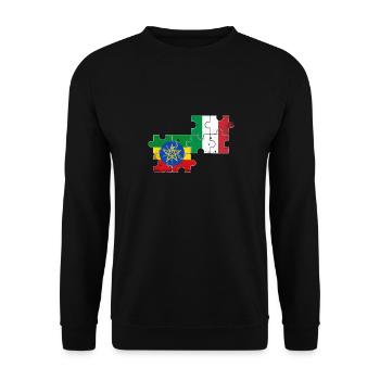 Ethiopia Italy Vintage Flag Ethiopian - Unisex Sweatshirt - black - Front - Alina (178cm) & Michal (187cm)