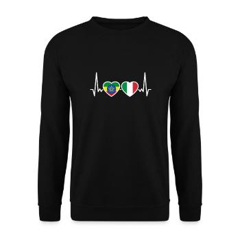 Ethiopia Italy heartbeat flag Ethiopian - Unisex Sweatshirt - black - Front - Alina (178cm) & Michal (187cm)