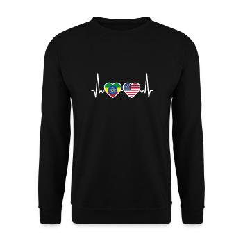 Ethiopia USA Heartbeat Flag Ethiopian - Unisex Sweatshirt - black - Front - Alina (178cm) & Michal (187cm)