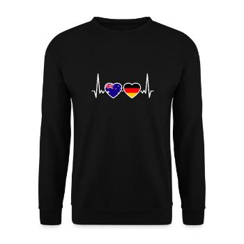 Australia Germany Heartbeat Flag - Unisex Sweatshirt - black - Front - Alina (178cm) & Michal (187cm)