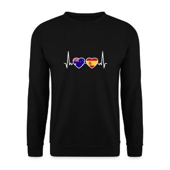 Australie Espagne Heartbeat Flag Australie - Sweat-shirt Unisexe - noir - Devant - Alina (178cm) & Michal (187cm)