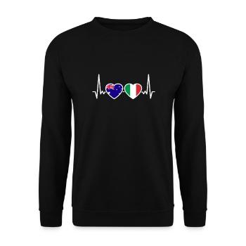 Australien Italien Herzschlag Flagge Australier - Unisex Pullover - Schwarz - Vorne - Alina (178cm) & Michal (187cm)