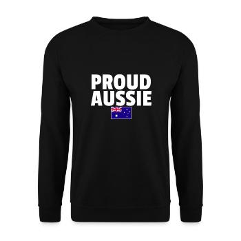 Proud Aussie Australien Australische Flagge - Unisex Pullover - Schwarz - Vorne - Alina (178cm) & Michal (187cm)