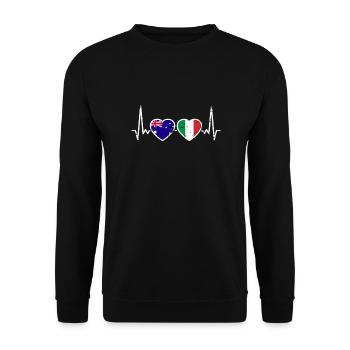 Australie Italie Battement de cœur Drapeau Australien - Sweat-shirt Unisexe - noir - Devant - Alina (178cm) & Michal (187cm)
