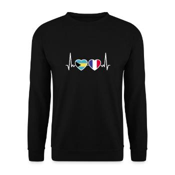 Bahamas France Heartbeat Flag Bahamians - Sweat-shirt Unisexe - noir - Devant - Alina (178cm) & Michal (187cm)