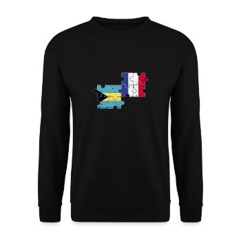 Bahamas Frankreich Vintage Flagge Bahamaer - Unisex Pullover - Schwarz - Vorne - Alina (178cm) & Michal (187cm)