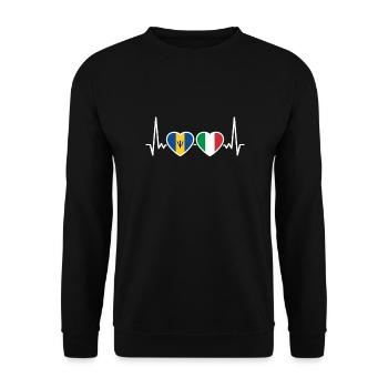 Barbados Italien Herzschlag Flagge Barbadier - Unisex Pullover - Schwarz - Vorne - Alina (178cm) & Michal (187cm)