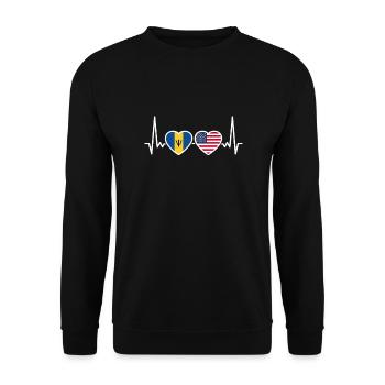 Barbados USA Herzschlag Flagge Barbados - Unisex Pullover - Schwarz - Vorne - Alina (178cm) & Michal (187cm)