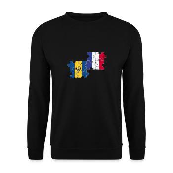 Barbade France Vintage Flag Barbadien - Sweat-shirt Unisexe - noir - Devant - Alina (178cm) & Michal (187cm)