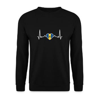 Barbados Herzschlag Barbadische Flagge Barbadier - Unisex Pullover - Schwarz - Vorne - Alina (178cm) & Michal (187cm)