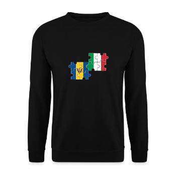 Barbados Italien Vintage Flagge Barbadier - Unisex Pullover - Schwarz - Vorne - Alina (178cm) & Michal (187cm)