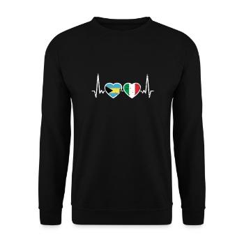 Bahamas Italien Vintage Herzschlag Flagge Bahamaer - Unisex Pullover - Schwarz - Vorne - Alina (178cm) & Michal (187cm)