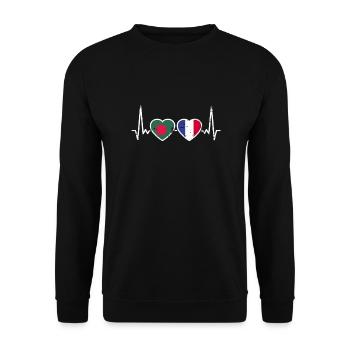 Bangladesch Frankreich Herzschlag Flagge - Unisex Pullover - Schwarz - Vorne - Alina (178cm) & Michal (187cm)