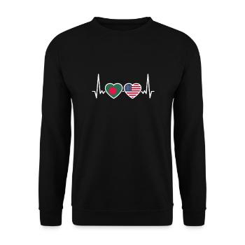 Bangladesh USA Heartbeat Flag Bangladesh - Unisex Sweatshirt - black - Front - Alina (178cm) & Michal (187cm)