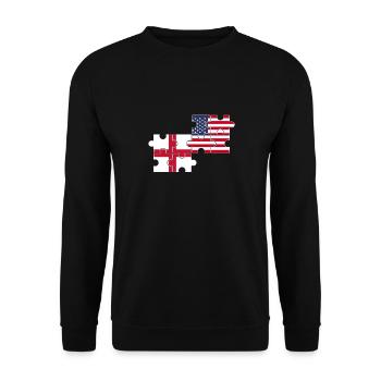 Angleterre États-Unis Drapeau Anglais américain - Sweat-shirt Unisexe - noir - Devant - Alina (178cm) & Michal (187cm)